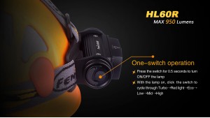 Fenix HL60R - Lanternă Frontală Reîncărcabilă - 950 Lumeni - 116 Metri - Negru